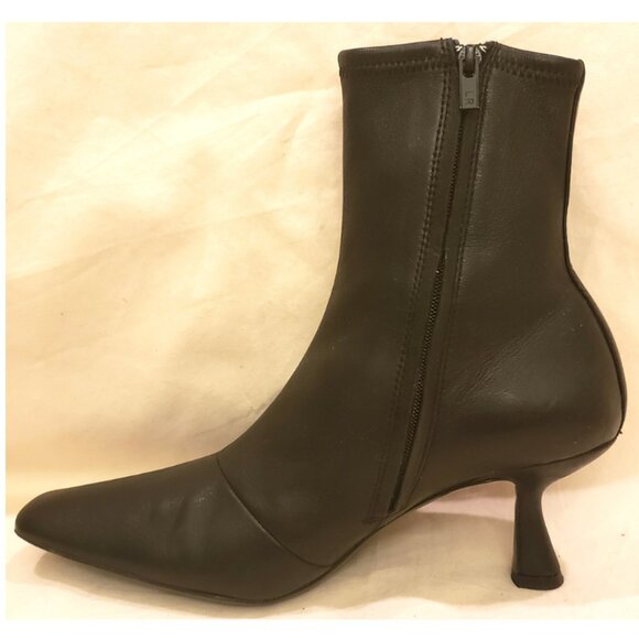 Loeffler Randall Black Lambskin Kitten-Heel Booties Size-6B - Picture 8 of 11